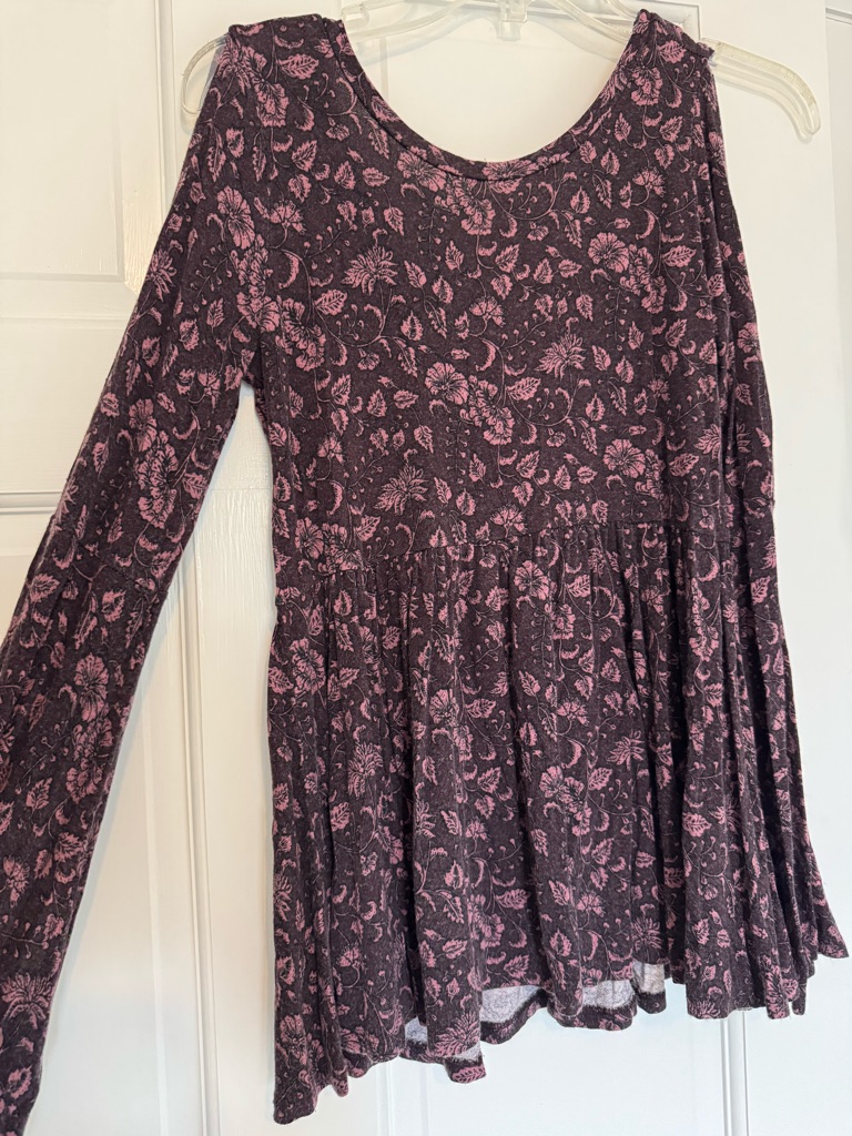 American Eagle Outfitters Long-Sleeve Floral Tunic In Plum And Pink